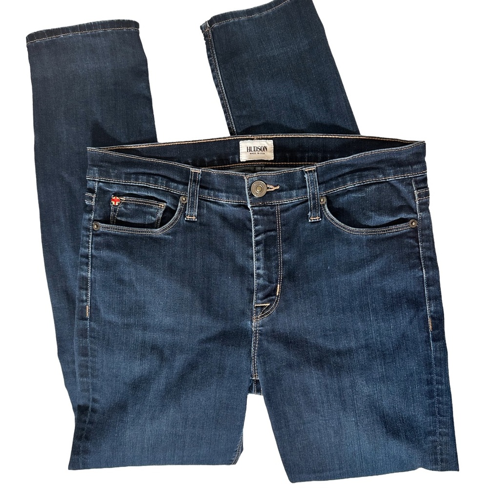 Hudson Jeans Women’s Dark Indigo Shine Mid-Rise Skinny Jeans